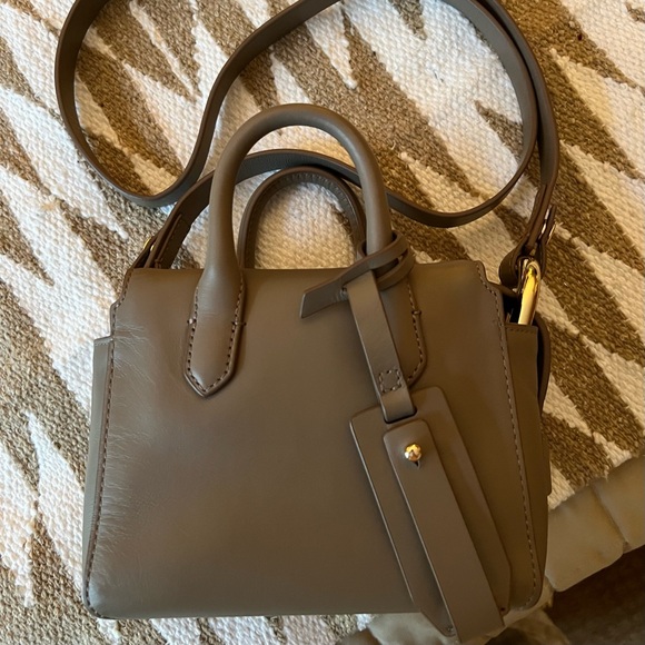 J Crew All Leather Harper Mini Satchel in rare Taupe color with crossbody strap - Picture 3 of 3
